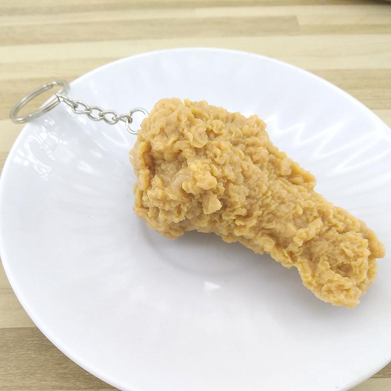 Simulated Fried Chicken Leg & Wing Keychain - Chicken Nugget & Popcorn Food Toy Pendant