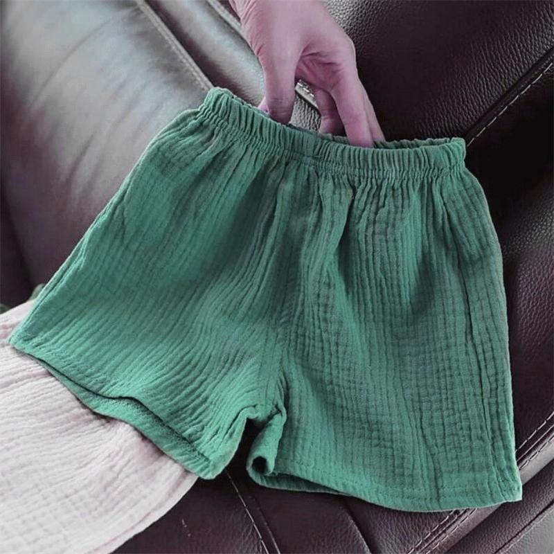 Cotton Linen Kids Girls Shorts Solid Color Summer Boys Five-point Pants for Children's Baby Clothing
