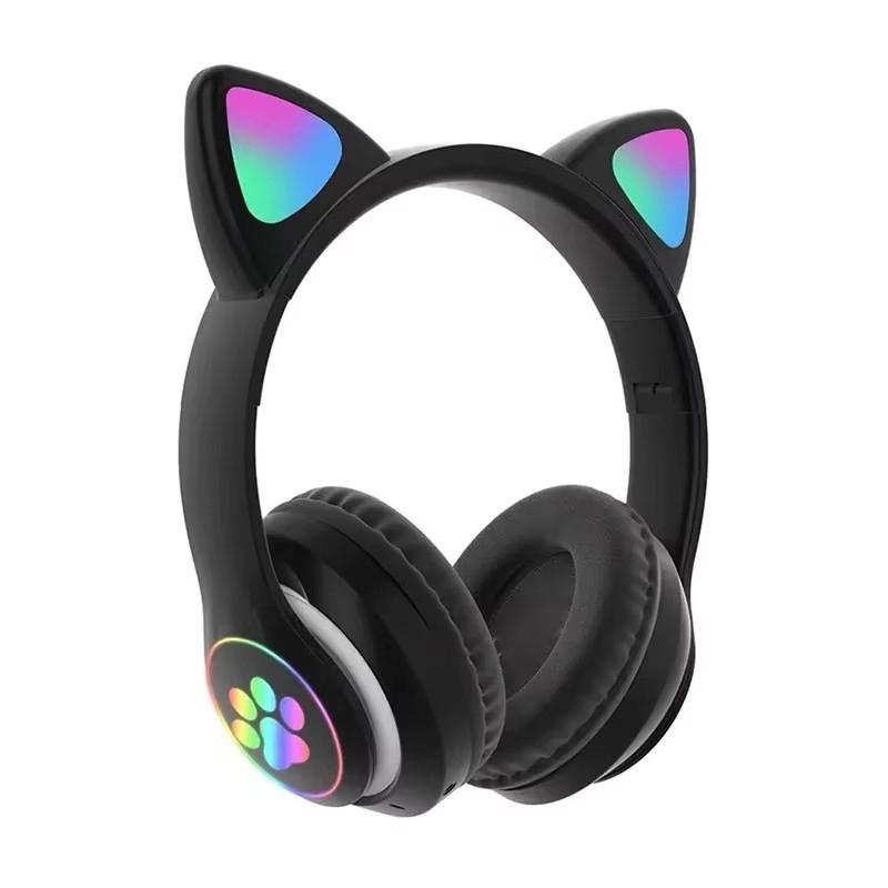 Wireless Headphones Cat Ears Bluetooth Earphones Stereo Music Sports Gaming Headset with Mic