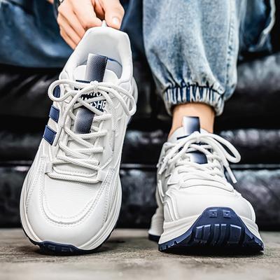 Light Luxury Trendy Shoes, High-quality Men's Shoes, High-end Waterproof Leather Surface, Thick-soled Sports Running Casual Shoes, Three Bars