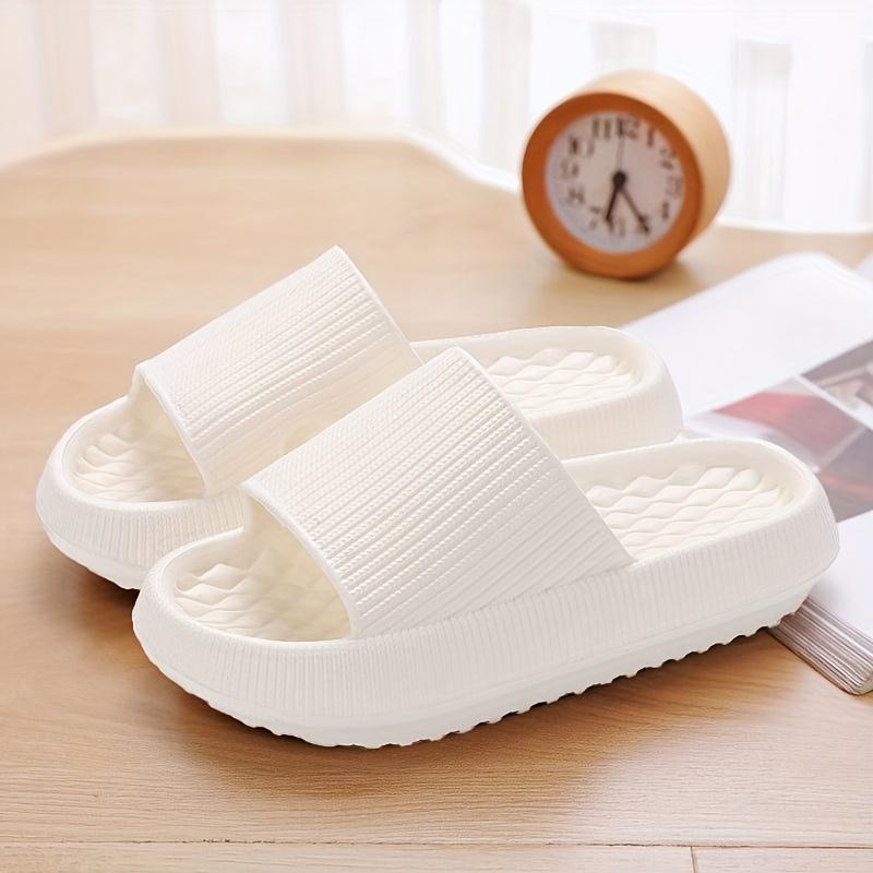 Women'S Summer Casual Home Slippers Soft Sole Solid Color Slippers Comfortable Open-Toe Bathroom Shoes