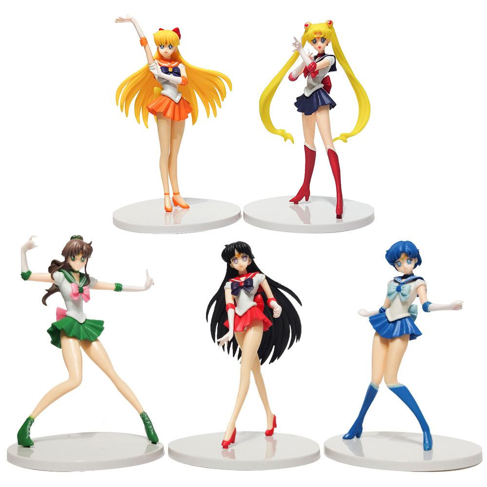 Anime Sailor Moon Action Figure Model Gifts Collectible Figurines for Kids 17cm 5 Pieces In A Set