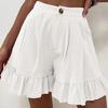 Women Shorts Flounce High Waist Solid Color Loose Fit Summer Short Pants for Home