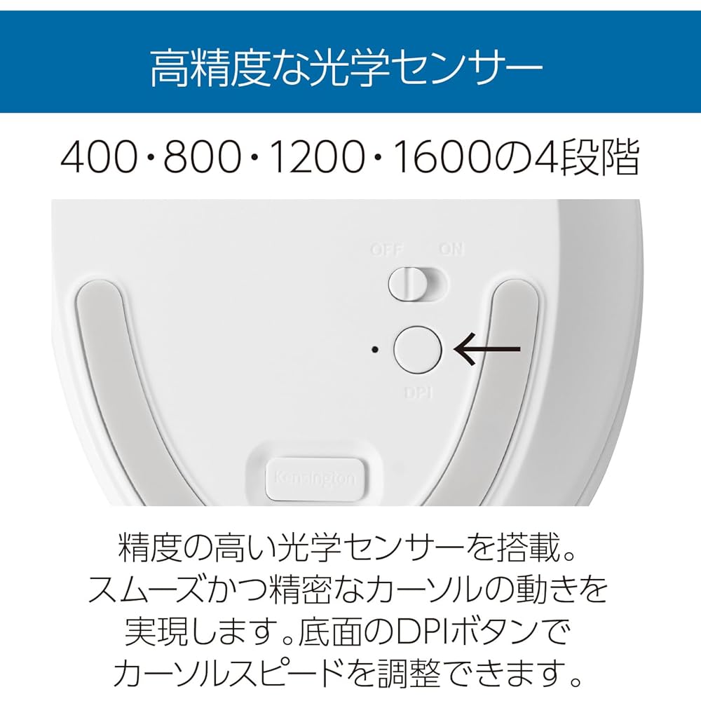 Kensington Pro Fit Ergo TB550 Wireless Trackball, Rechargeable, K72180JP, White