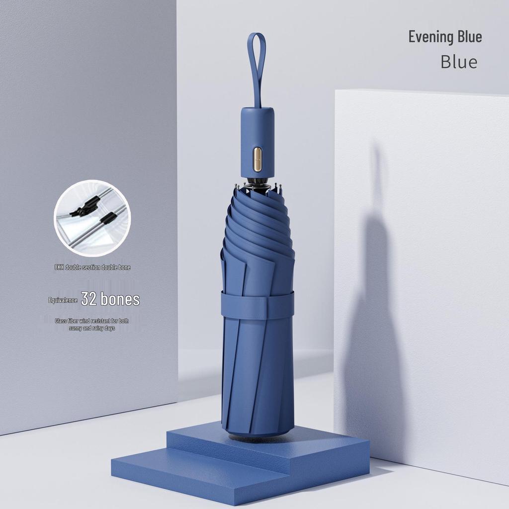 24-Bone Automatic Windproof Folding Umbrella for Men, Rain or Shine, with UV Sun Protection