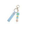 Boho Wood Bead Flower Keychain PU Leather Wrist Strap Metal Key Ring Trendy Bag Pendant for Girls