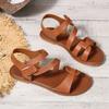 Summer 2025 Plus Size Color Block Roman Sandals - Flat Beach Shoes for Outdoor Fashion