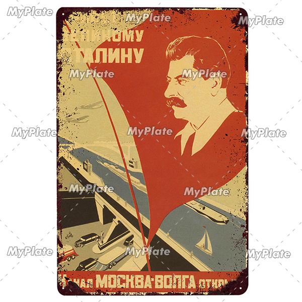 Russian Metal Sign Plaque Tin Sign Plate Wall Decor For Bar Club Man Cave Aviation Poster Classical Stalin Leader Poster