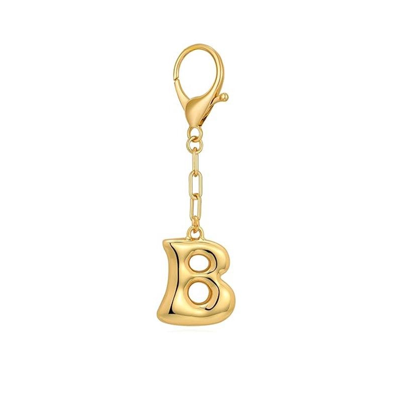Gold Bubble Initial Keychain Letter Bag Charm for Women DIY Alphabet Purses Handbag Pendant School Backpack Gift Key Accessories
