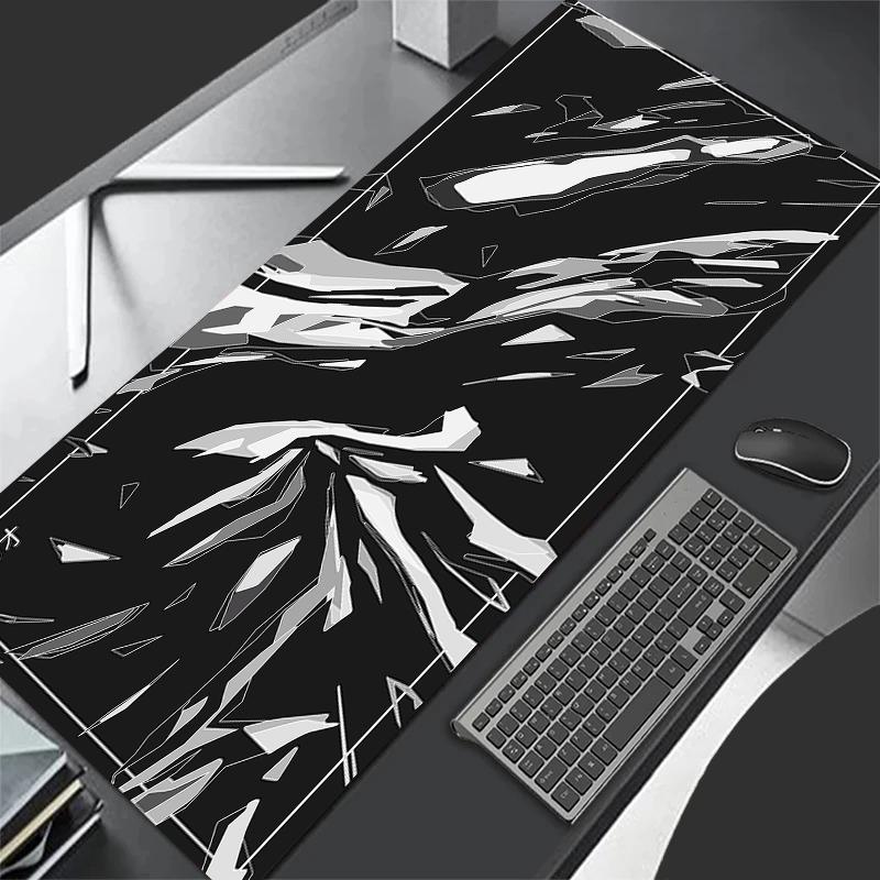 Black And White Gaming Mouse Pad Large Office Table Mat Computer Deskpad Gamer MousePad Locking Edge Keyboard Desk Mats 90*40mm