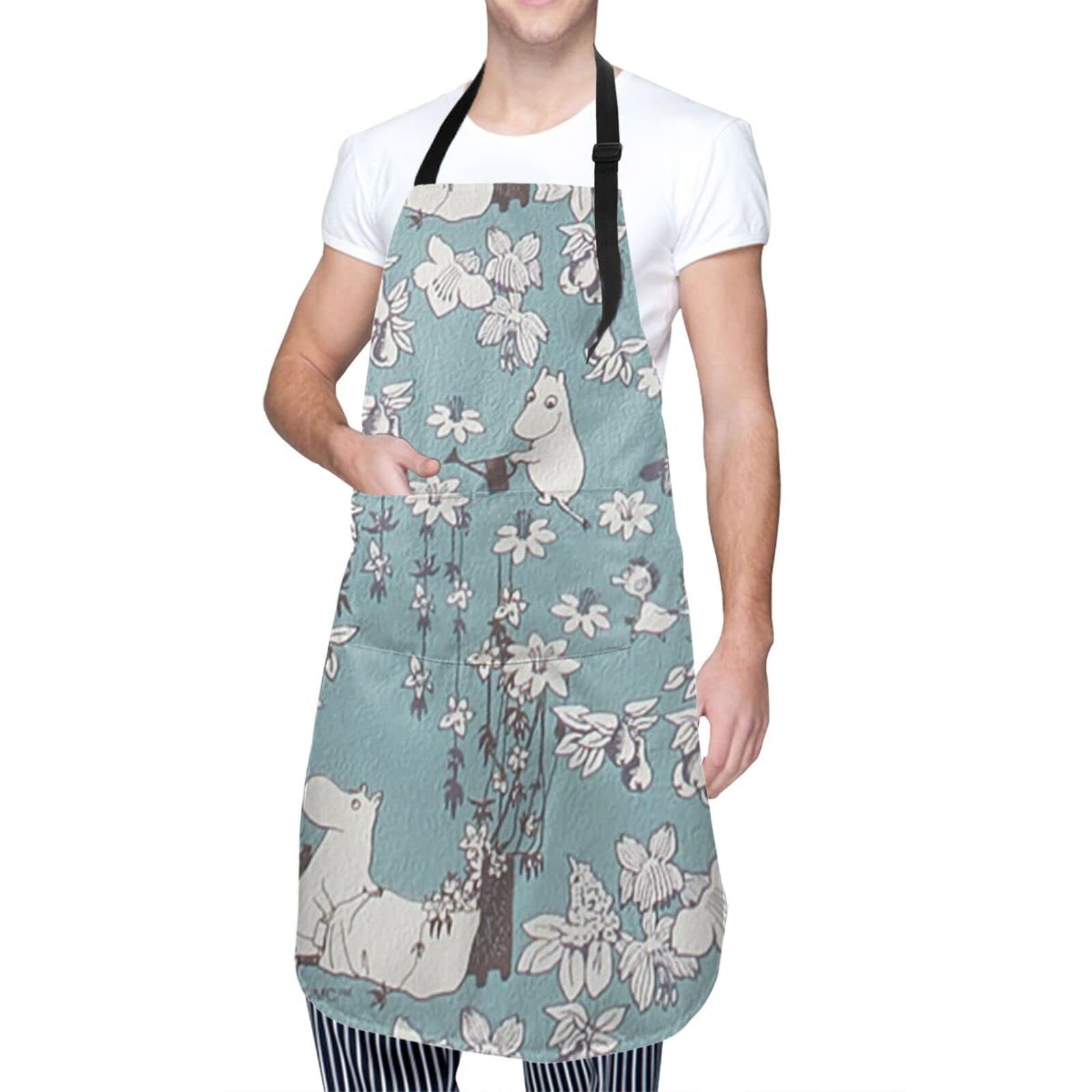 

Moomin Simple and Cafe with Oxford and Kitchen Childcare Work Easy to Move Around 70cm x 84cm Apron, H-Shaped Apron, Stylish, Apron, Wrinkle-Resistant