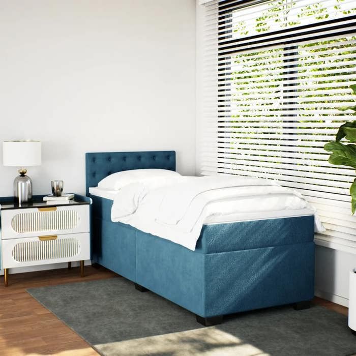 VidaXL Sommier à lattes de lit avec matelas Bleu foncé 90x190 cm, lit, lit à plate-forme, lit à panneaux, meuble de chambre 3286190
