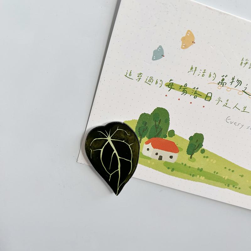 Plants Leaves Fridge Magnet Pink Princess Plant Refrigerator Sticker Acrylic Simulation Leaf Magnet Sticker Home Kitchen Decor