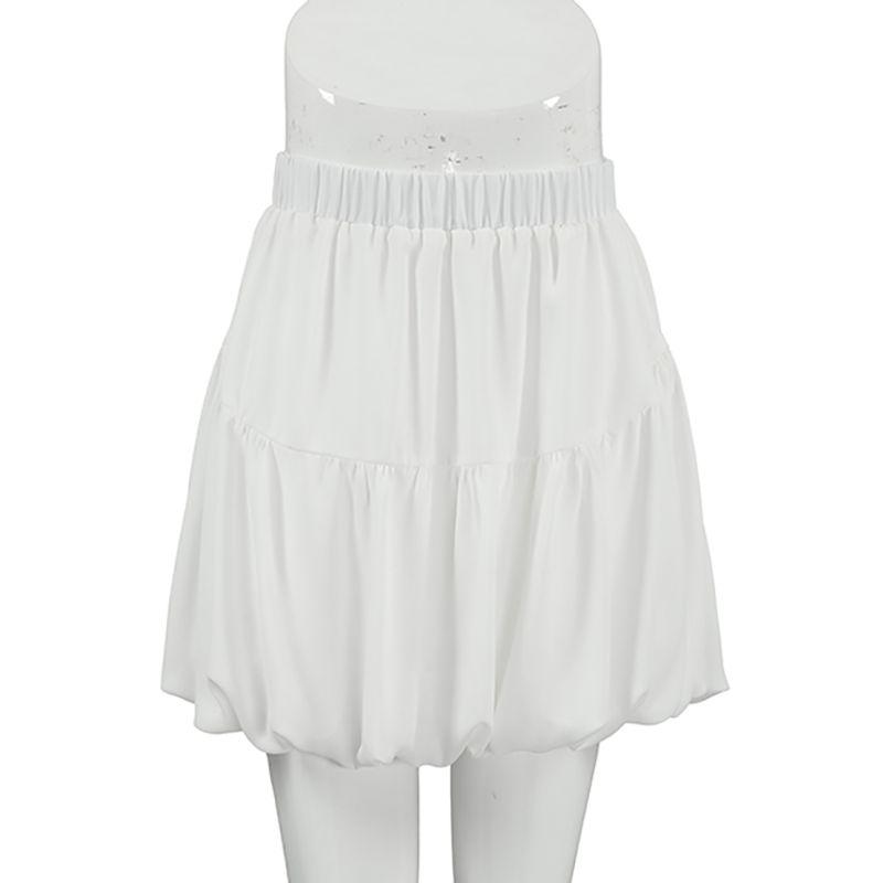 

Fashion 2025 Spring White Skirt Women Chiffon Miniskirt Stylish Mini Skirt White L(Suggested 57.50 kg-62.50 kg)