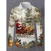 New Christmas Men's 3D Printed Formal Shirt Christmas Tree Santa Claus Pattern Long Sleeve Shirt Fashion Men's Shirt