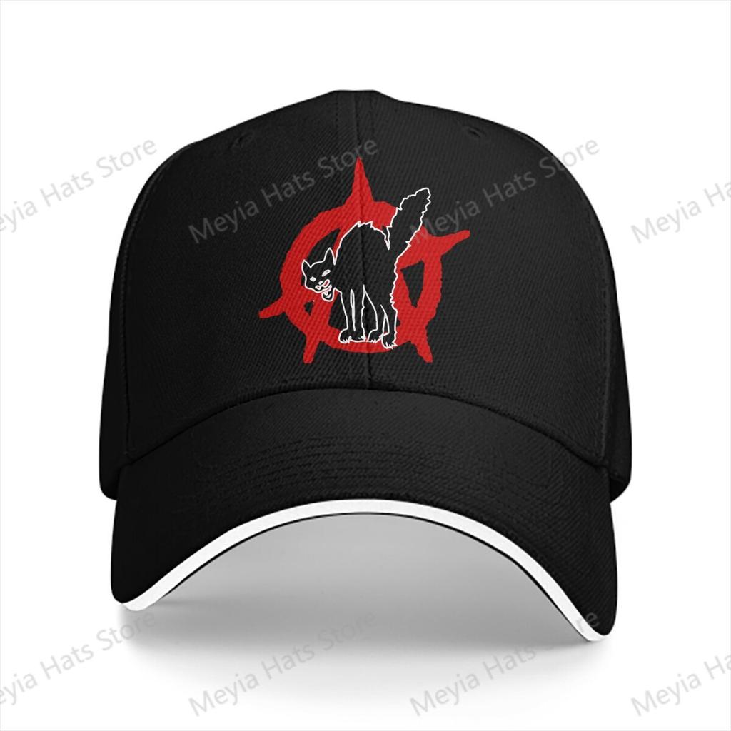 Black Cat Anarchy Anarchist Symbols Baseball Cap Unisex Hats Women Visor Cycling Snapback Caps