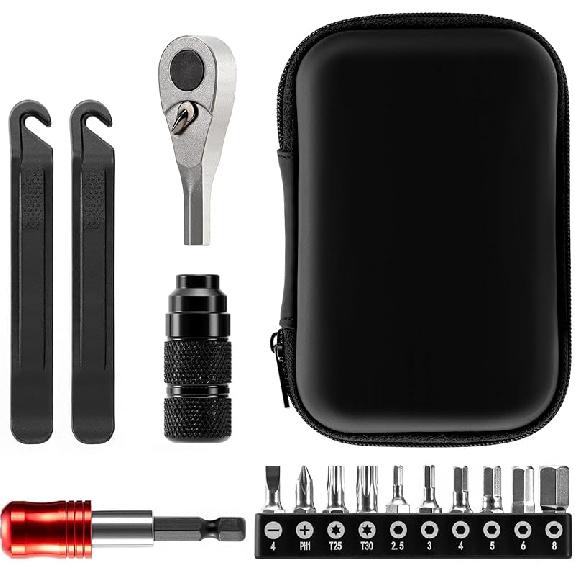 

Bike Repair Tool Kit with 10 Magnetic Bits - Alloy Multitool for Bicycle, MTB, Road Cycling - Portable Multifunction Tool Set in One Safety Kit TOOL1(no pump)