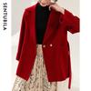 Women's 100% Wool Notched Lapel Double-faced Mid-length Winter Coat