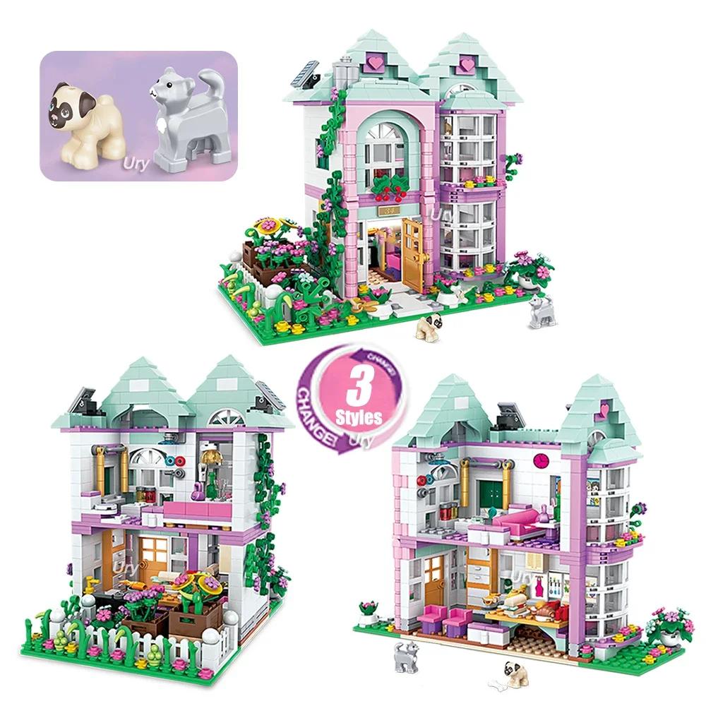 Creative Fairy Tale Flower House Architecture Building Blocks creative DIY tabletop decoration Toys Christmas birthday gifts