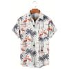 Herrenhemd mit hawaiianischem Kokospalmen-Flamingo-Print