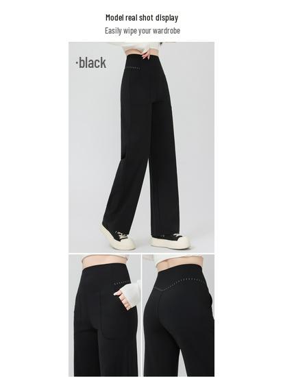 2025 Women's High-Waisted Wide-Leg Sun-Protection Casual Pants with Breathable Fabric and Elastic Waist
