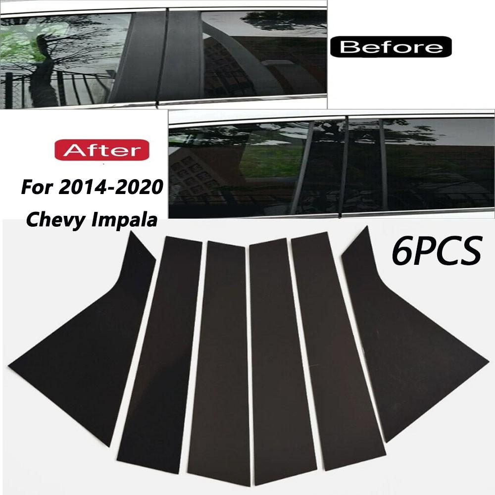 6pcs Piano Black Pillar Posts for Chevy Impala 2014- Window Door Trim Cover