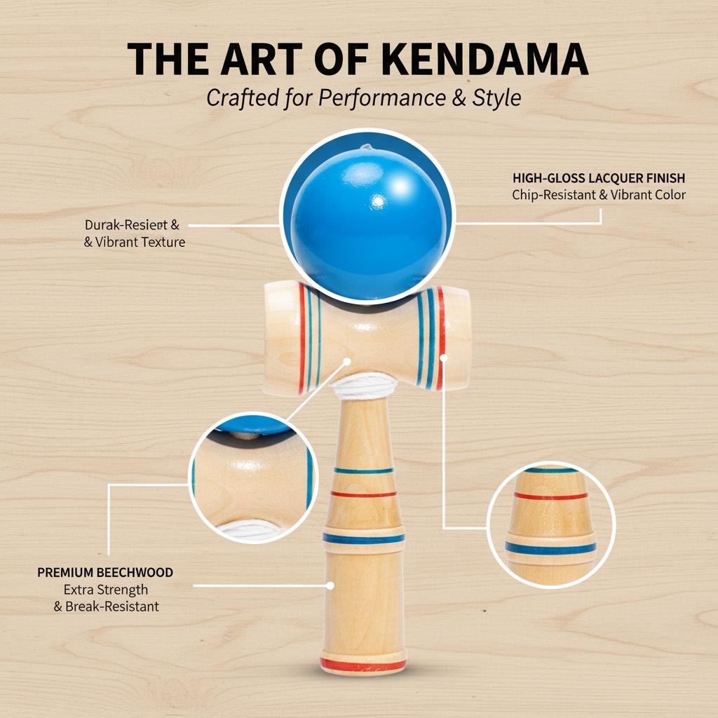 Oversized Kendama Skill Toy – Large Japanese Wooden Ball-and-Cup Game for Adults & Kids, Viral Challenge Toy, Focus & Hand-Eye C