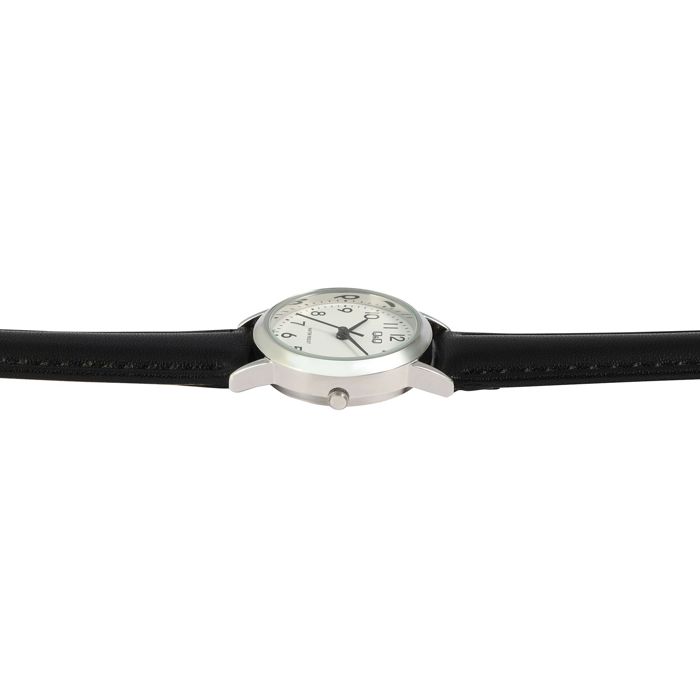 Montre Femme - Q&Q - Modèle Q&Q - Boîtier 26 mm - Cadran blanc - Bracelet simili cuir noir