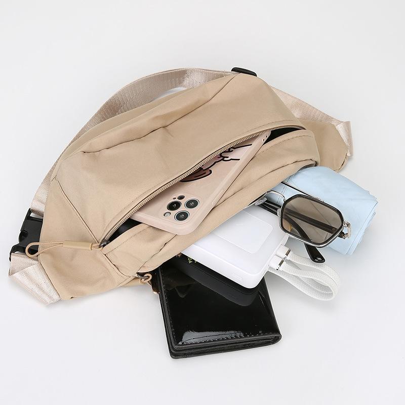 Women's Outdoor Solid Color Lightweight Multi-Pocket Sports Waist Chest Bag