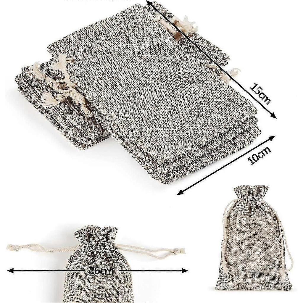 30 Pack Burlap Bag, 5 Color Burlap Bag With Ribbon Drawstring, Reusable Linen Bag For Wedding Jewelry Storage H
