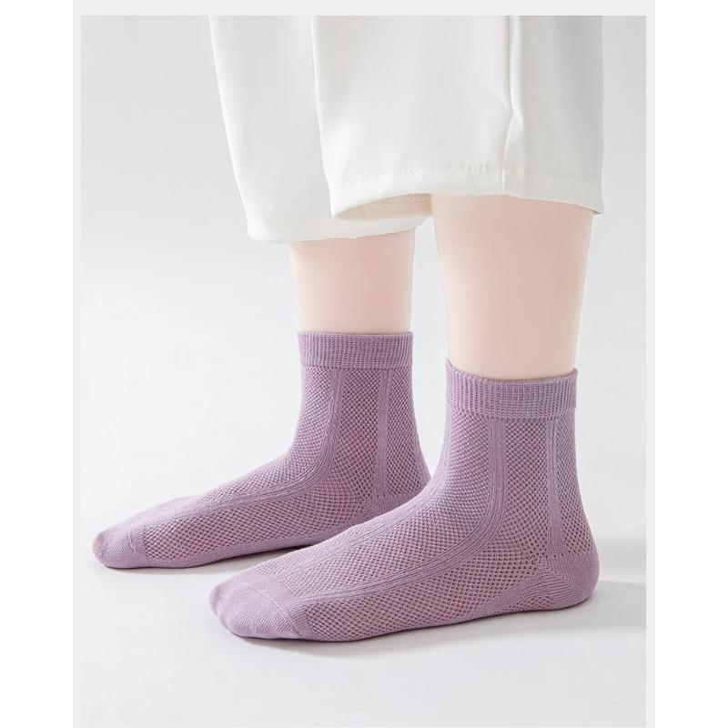 5 Pairs Women Socks Antibacterial Anti-odor Breathable Cotton Short Socks Summer Autumn Solid Color Women Socks