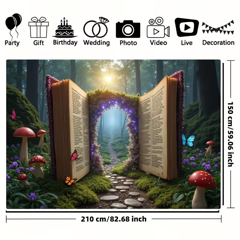 Fantasy Book Theme Backdrop, Magical Forest Path Photography Background