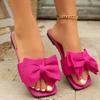 Fashion 2025 Summer Women’s Casual Slippers Bow Tie Outdoor Square Toe Classics Flat with Hot Sale Sandals for Plus Size Daily Slippers