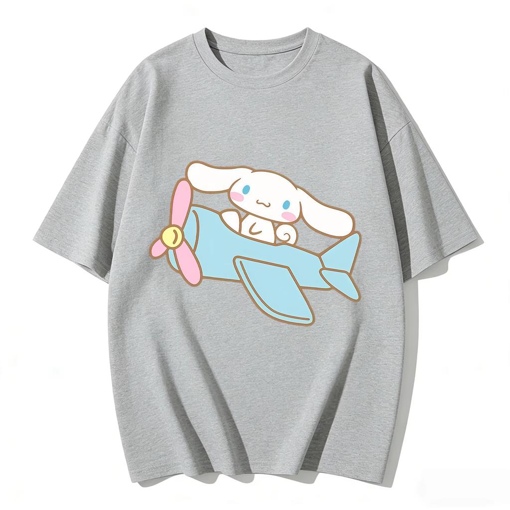 T-shirt Cinnamoroll 2026 cotone morbido manica corta girocollo stampa carina leggera top estivo per Donna uso quotidiano casual