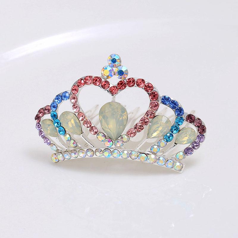 Crown Flower Comb Premium Sense Cute High-End Princess Haircard Women'S Headdress Diamond Hairpin Hair Accessories Hair Comb