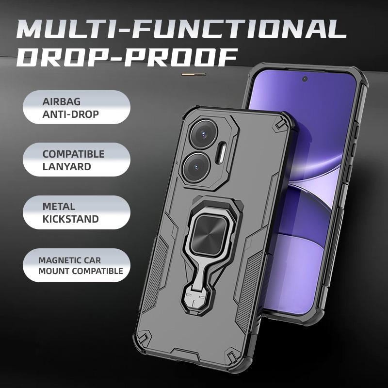 For Xiaomi Poco F7 5G Case Shockproof Magnetic Ring Armor Phone Cases for PocoF7 Poko Little F 7 7F Kicksatnd Back Cover