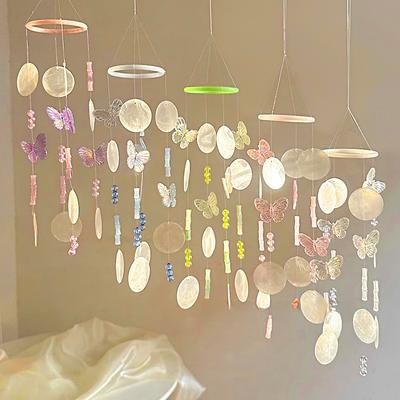 1 Set Schmetterling Windspiel Kinderzimmer Dekoration DIY Hängende Ornamente INS Handgemacht Muschel Windspiel Heimdeko 3 Farben