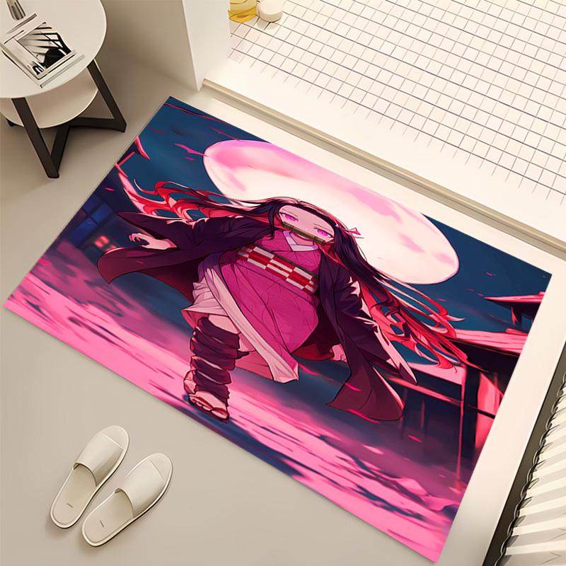 1pc Demon Slayer Nezuko Print Area Rug - Soft, Washable Non-Slip Indoor Mat, Living Room, Home Office Decorative Rug,Office Decorative