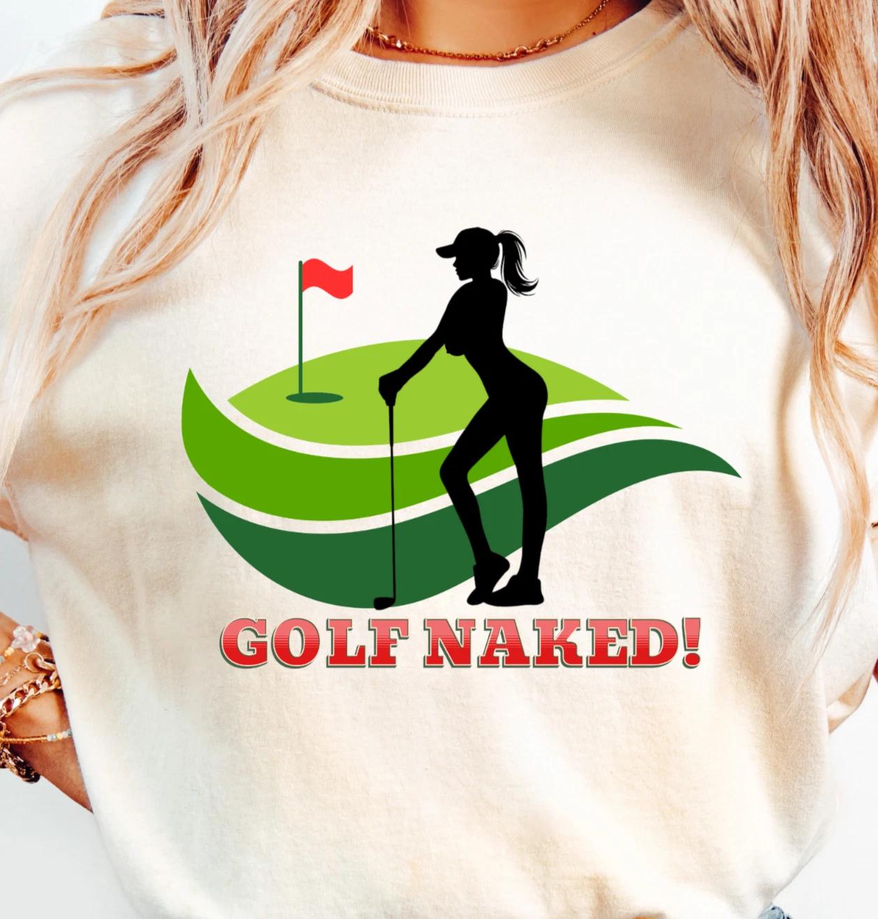 Golf Naked silhouette T-Shirt | Funny Golf Shirt, Golfing Tee S