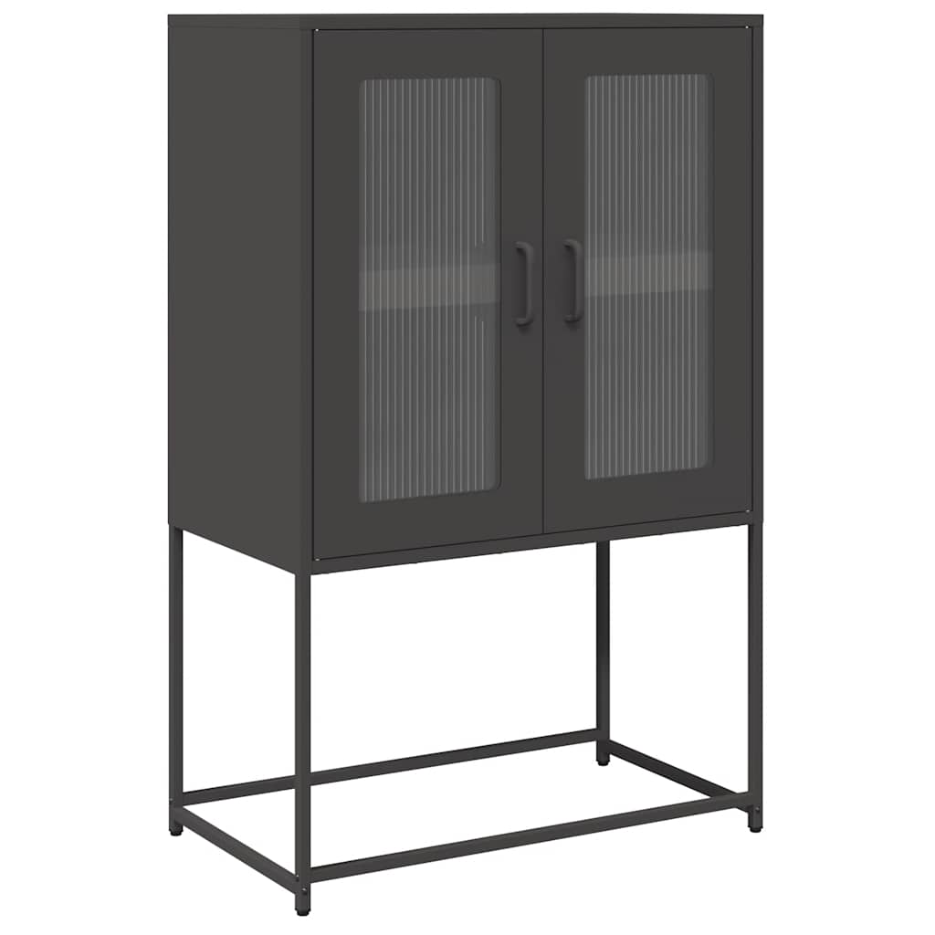 Komoda Wysoka Czarna 68X39X107 Cm Stalowa