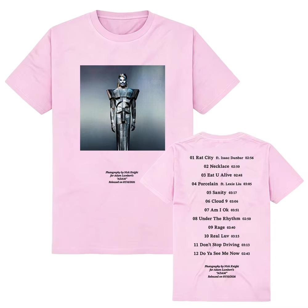 Summer Hot Sale AdamLambert Adam Album T-shirt Short Sleeve Summer O-neck Female Tshirts Unisex Harajuku Cotton Hip Hop Streetwear Oversized T-shirt
