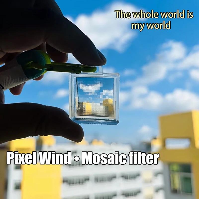 Pixel Photography Tool Transparent Acrylic Mosaics for Keychains and Sharing Your Travel Memories Mosaic Lens Blue, Black, Pink