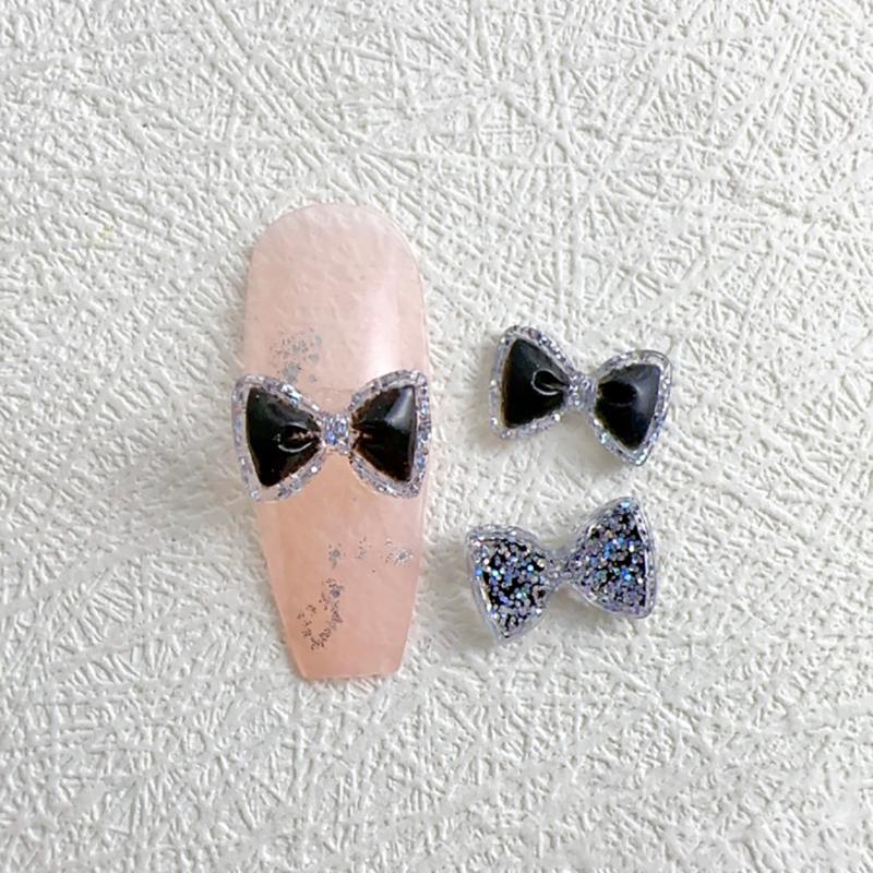 30 Pcs/Bag Luminous Super Flash 3D Bow Nail Art Jewelry Cute Bow Nails Decoration  Design Diy Resin Nails Art Accessories