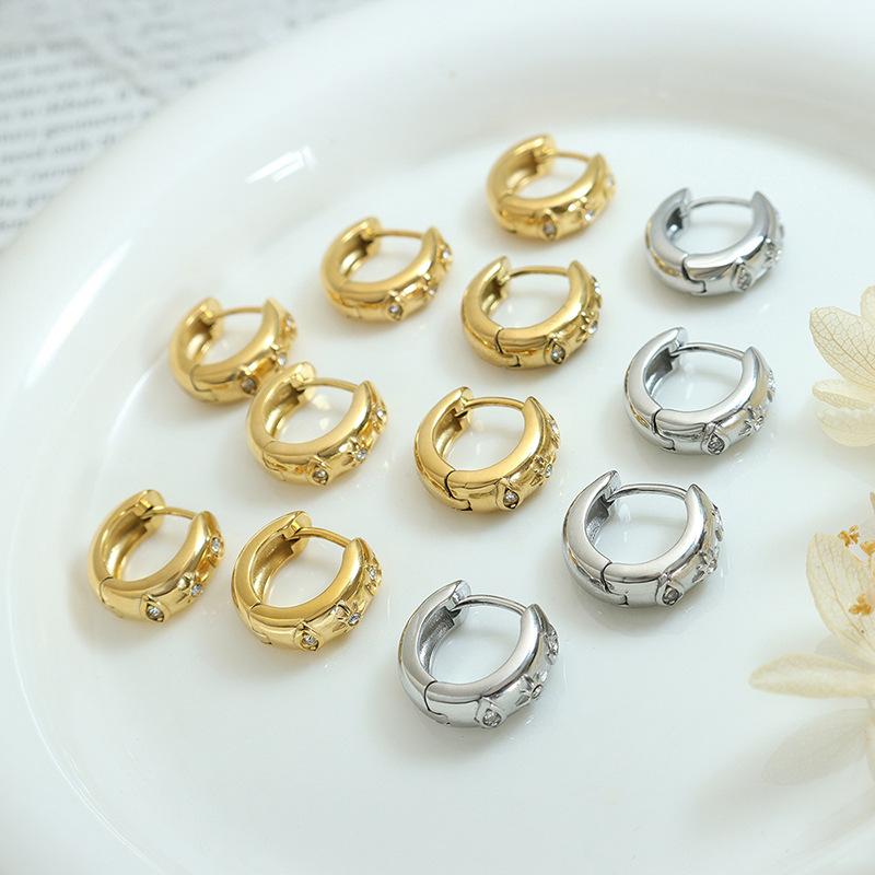 French Vintage Earrings, Niche Design, Cold Temperament, Titanium Steel Gold-plated, Zircon Earrings, Jewelry, Women, 2026