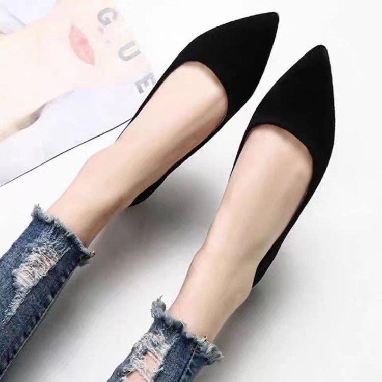 Spitze Einzel-Schuhe mit flachem Boden Herbst Neu Weichsohlige Schuhe sind nicht müde beim langen Stehen Professionelle Schuhe Schwarz