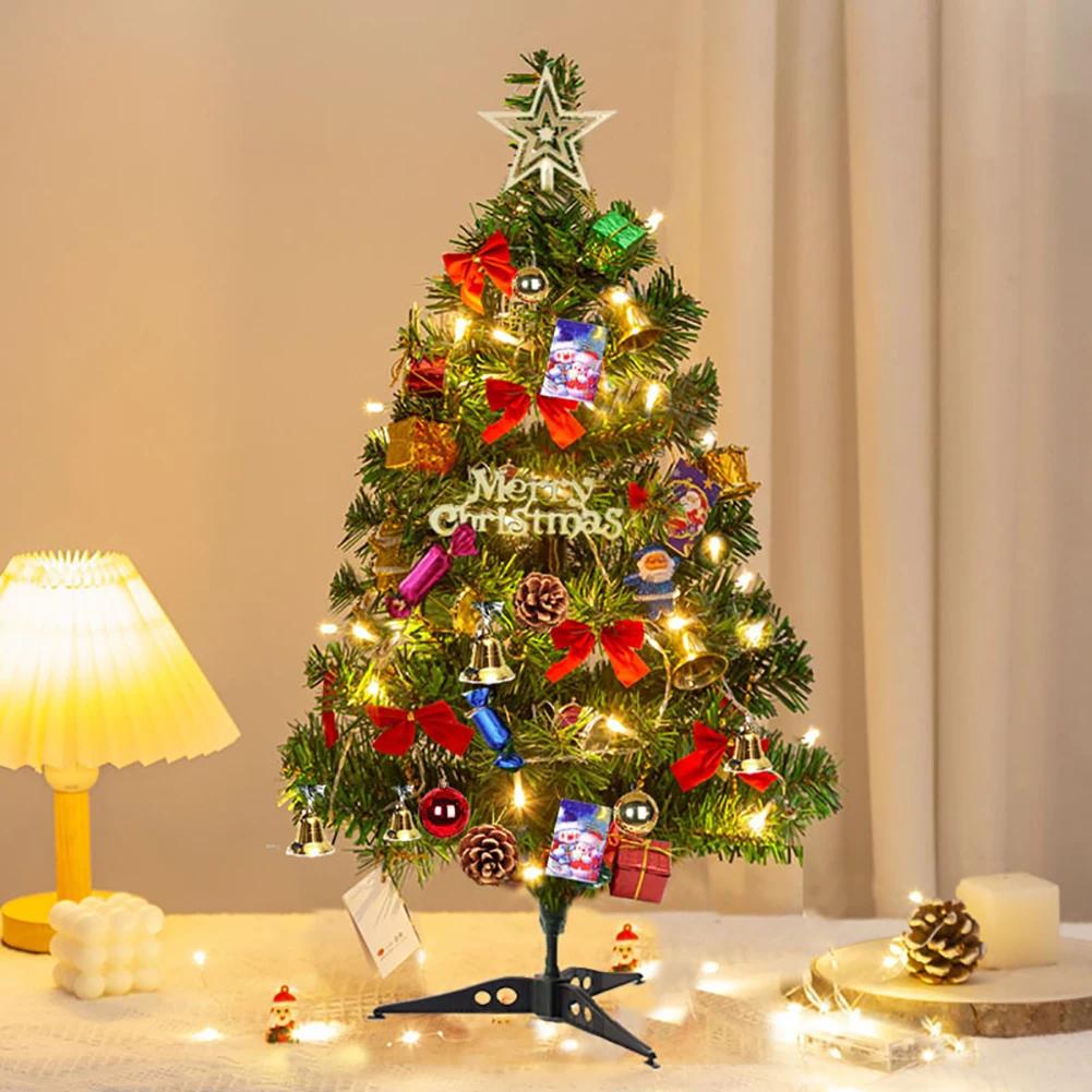 50cm Sada vánočního stromku Vánoční dekorace se světýlky Stolní mini vánoční stromek ozdoby Dekorace na novoroční párty Dárek Navidad