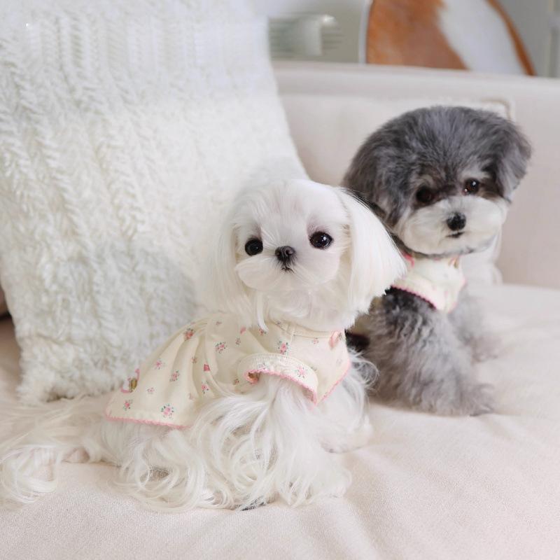 Pet Spring Dress Cat Spring Floral Tank Top Skirt Home Clothing Cute Teddy Small Dog Clothes Puppy for Small Dogs