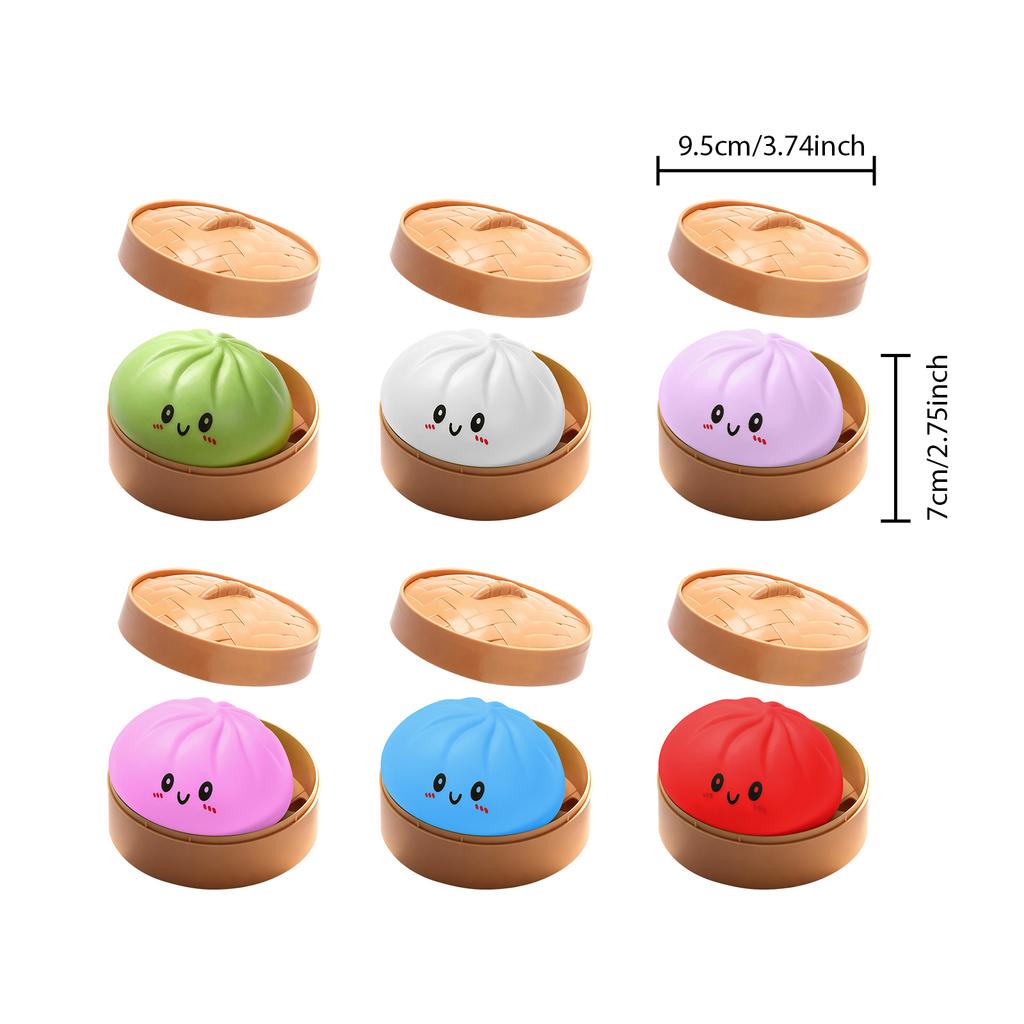 Knödel Stressbälle Spielzeug mit Dampfgarer Simulation Essen Squishies Brötchen Fidget Sensorisches Spielzeug für Zuhause Schreibtischdekoration Partygeschenke