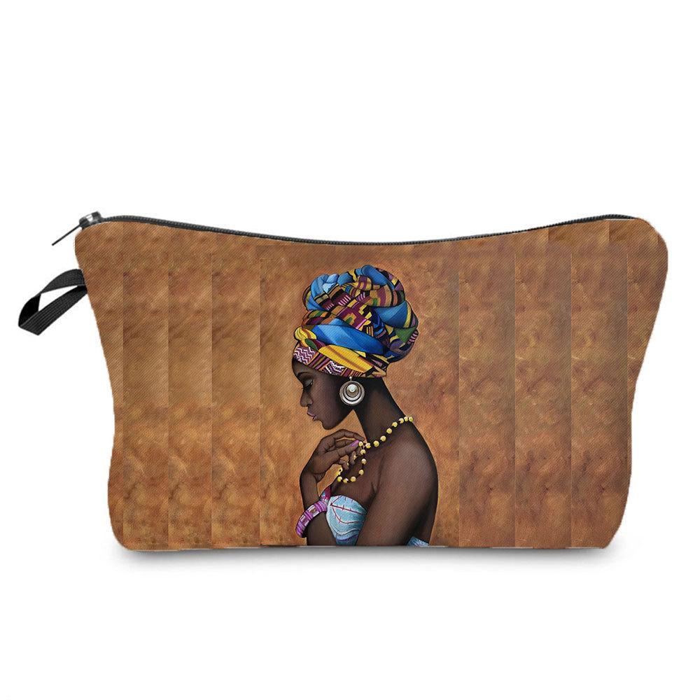 Women Black Girl Print Cosmetic Bag Toiletries Organize Travel Storage Case 6397