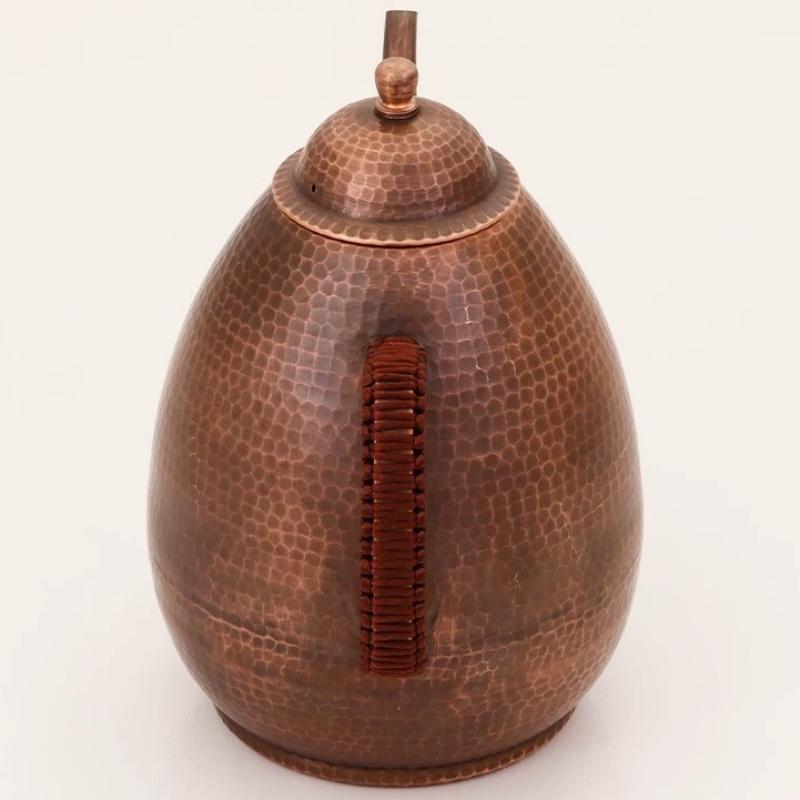 Handcrafted Pure Copper Coffee Pot,Large Capacity Retro Oval Shape Teaware 1000 Ml Filter Weave Heat Handheld Kettle,Teapot